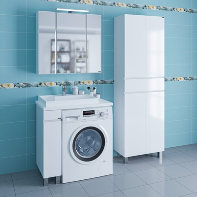 Раковина над стиральной машиной Юпитер 80х50 с напольной тумбой Санта Марс 19 L