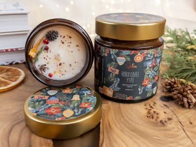 свеча НОВОГОДНЕЕ УТРО  | Соевый воск (корица, грейпфрут, имбирь, мускатный орех)