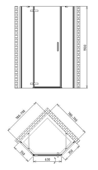 Душевой уголок Gemy Fall Tea S29095, 80x80x190 см.