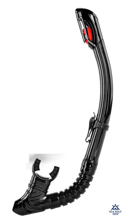 Трубка для дайвинга WAVE сухая, черный силикон