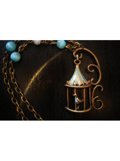 Бохо-подвеска "Птичка счастья" с кошачьим глазом