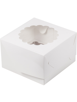 Коробка на 4 капкейка с окном (белая), 160*160*100мм