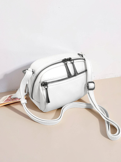 (АРТИКУЛ: 10144/2/1) СУМКА ЖЕНСКАЯ МАЛЕНЬКАЯ, НАТУРАЛЬНАЯ КОЖА, БЕЛАЯ, ДВА ОТДЕЛЕНИЯ, С РЕМЕШКОМ ЧЕРЕЗ ПЛЕЧО *