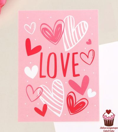 Мини-открытка "Love", 7,5х10,5 см