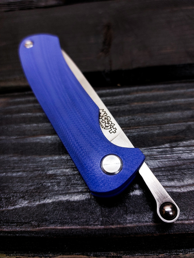 Фрикционный складной нож Микрос+ сталь AUS10, рукоять G10, цвет синий
