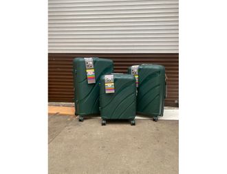 Комплект из 3х чемоданов Impreza Sea Полипропилен S,M,L Темно-зеленый