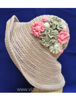 Шляпа с цветами женская vizio италия розовая шляпа с полями лето фото