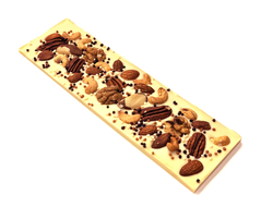 Шоколадная плитка - Белый шоколад 200 грамм. Орехи - кешью, фундук, пекан, миндаль, кедровый, карамельные криспы.