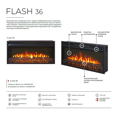 Линейный электроочаг Flash 36