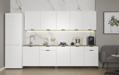 Венера (1000) МДФ кухонный гарнитур (МДФ с ПВХ белый матовый (гладкий)