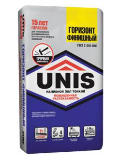 Состав для пола самовыравнивающийся Юнис Горизонт Финишный (от 1-30 мм), 20 кг