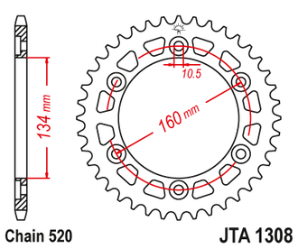 Звезда ведомая алюминиевая JT JTA1308.45 (JTA1308-45) (A1308-45) для Honda Road