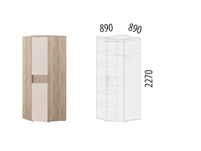 Шкаф угловой (лев/прав) Кашемир 900.08