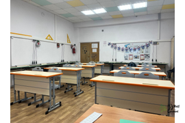 Стол ДУ-25, столешница песок с оранжевой кромкой