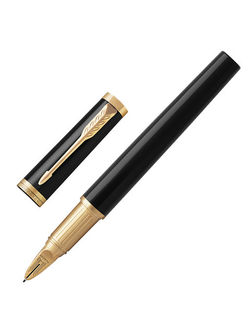 Ручка "Пятый пишущий узел" PARKER "Ingenuity Black Lacquer GT", корпус черный, позолоченные детали, черная, 1931462