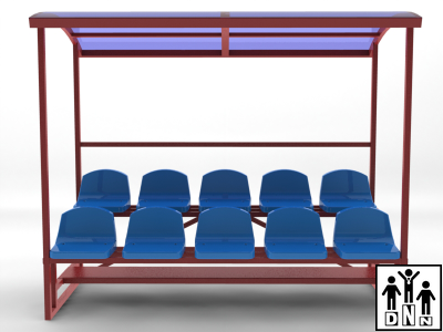 Быстровозводимая трибуна 2-х рядная с крышей и ограждением сзади