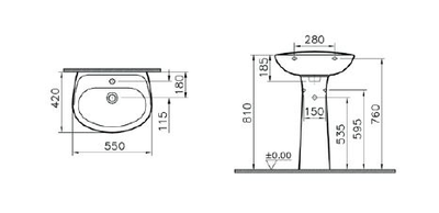 Комплект: раковина  с пьедесталом VitrA Normus, 9600B003-7650