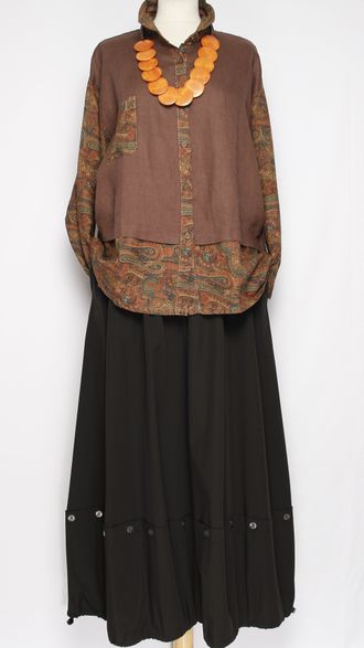 Рубашка Бохо "Комбинированная" какао/терракот  до р.52