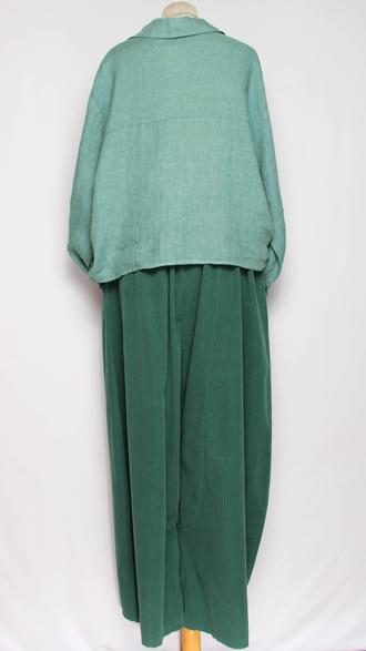 Брюки Бохо вельветовые "Султанки" джинс, малахит р.52-58