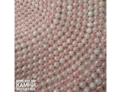 Розовый кварц мстр.Мадагаскар, шары без тонировки 10,1-10,5 мм, цена за нить 19 см