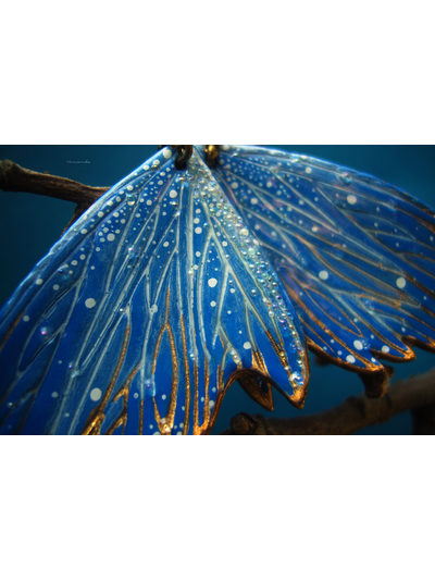 "Вавилонский мотылёк", крупные серьги-крылья авторской работы