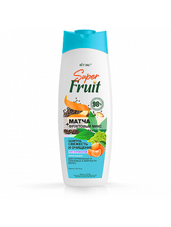 Витэкс Super FRUIT МАТЧА+фруктовый микс Шампунь для волос Свежесть и очищение для нормальных и склонных к жирности волос(без силиконов), 500мл
