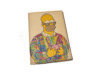 Обложка на паспорт с принтом "Гомер с пончиками"