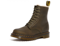 Dr Martens ботинки SERENA зеленые зимние