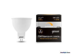 Gauss LED MR16 5w 830/840 Dim GU5.3