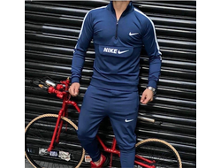 Спортивный мужской костюм Nike с карманом кенгуру синий (46-56)