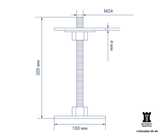 Анкер регулировочный по высоте М24 100х100х200