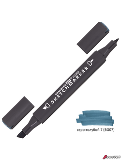 Маркер для скетчинга двусторонний 1 мм - 6 мм BRAUBERG ART CLASSIC, СЕРО-ГОЛУБОЙ 7 (BG07). 151877