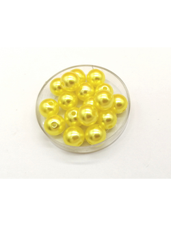 Бусины пластиковые под жемчуг 10 мм, цвет желтый