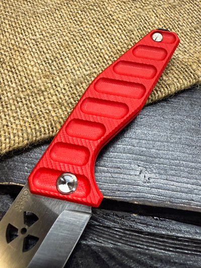 Фрикционный складной нож Атом-1 сталь AUS10, рукоять G10 красный