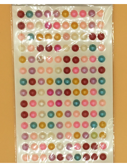 Стикеры для творчества,  полубусины, 8 мм, цвет микс