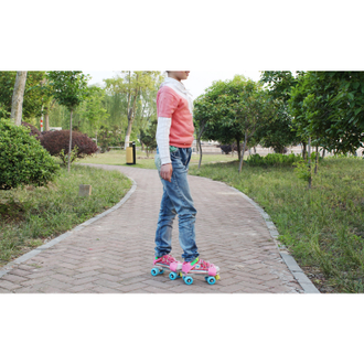 Детские квады раздвижные на обувь Banwei Pink Blue 18-23 см (28-35 размер)
