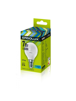 Лампа светодиодная Ergolux LED-G45-7W-E14-4K,Шар 7Вт,E14,4500K 12144
