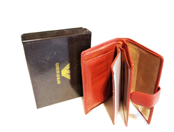 Портмоне мужское кожаное GIORGIO ARMANI для денег, автодокументов и паспорта, Цвет: Светло-коричневый