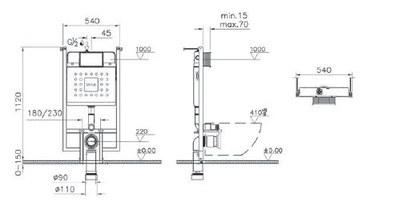 Комплект: инсталляция Vitra Core 738-5800-001 и панель смыва Root S 740-2380, глянцевый хром, для унитазов 3/6 л, глубина установки 8 см, 800-1875