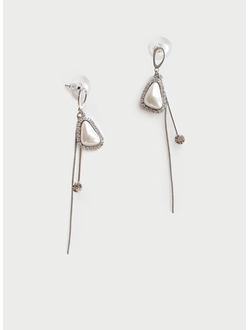 (АРТИКУЛ: 9327/21) СЕРЬГИ ЖЕНСКИЕ, СЕРЕБРИСТЫЙ МЕТАЛ, СТРАЗЫ, ПЕРЛАМУТРОВЫЕ ВСТАВКИ