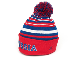 Шапка РОССИЯ бело-сине-красная 11383