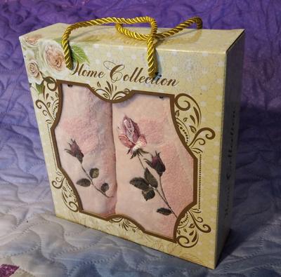 Набор махровых полотенец для рук с вышивкой Розочки, 35х35 и 35х75 см