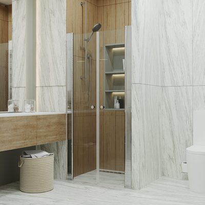 Дверь душевая Дабл 90*185, хром, прозр.(1место) [53814]