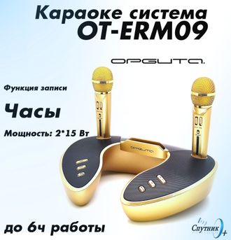 Караоке система OT-ERM09 Золото/ Беспроводные микрофоны