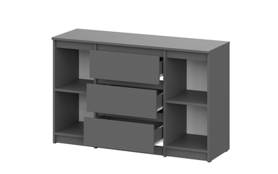 Денвер Комод 3 ящика двухстворчатый Графит серый