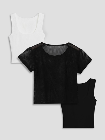 Набор 2 топа и укороченная футболка