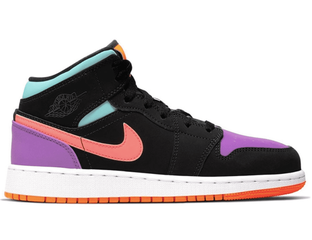 Nike air jordan 1 mid black multicolor hotsell