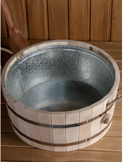 Шайка из липы круглая, оцинкованная вставка, 13л