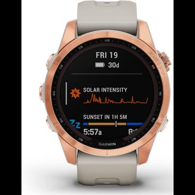 Умные часы Garmin Fenix 7s Solar розовое золото с песочным силиконовым ремешком