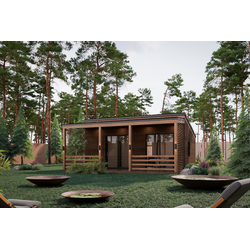 Одноэтажный каркасный дом с двумя спальнями и террасой (SK92)